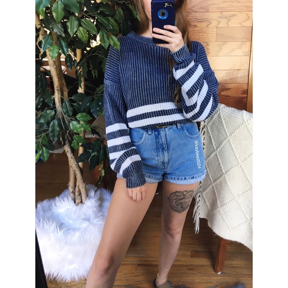 Vintage Sweaters - 🌿 Vintage Stonewashed Striped Chunky Retro Knit